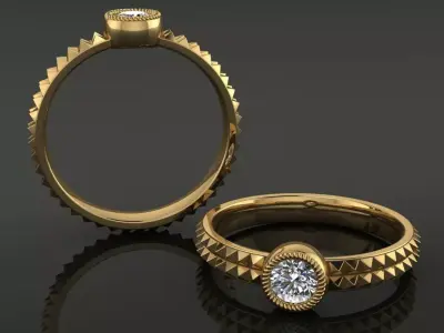 Bezel Diamond Infinity Studded Engagement Ring 3D print model