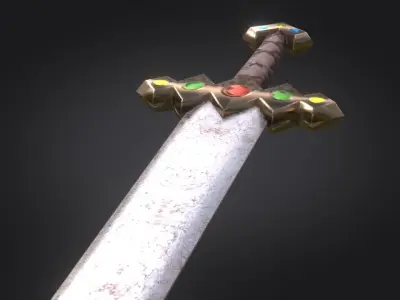 Stylized Medieval Sword melee weapon game ready Low-poly 3D model purchase
