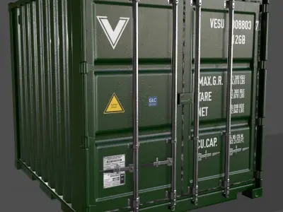 PBR 10 ft Storage Container - Green Low-poly 3D model