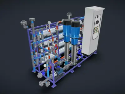8m3h 3Stage RO Water Filter System 3D model
