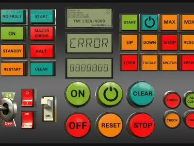 Industrial Control Panel Kitbash Low-poly 3D model