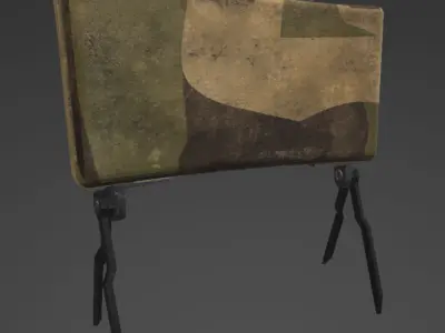 claymore camouflage bag on tripod Low-poly 3D model