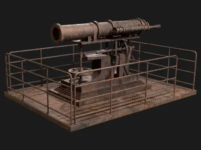 Artillery Cannon 1-Old Version Low-poly 3D model