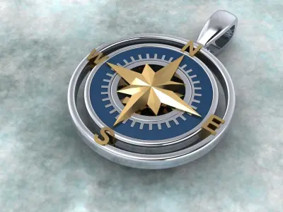 Pendant Compass whit the enamel 3D print model 3D print model 3D print model