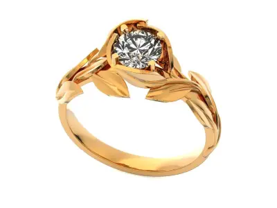 Leaves Engagement Ring 1317 3D print model