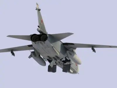 Sukhoi Su-24 Russian tactical strike bomber Low-poly 3D model