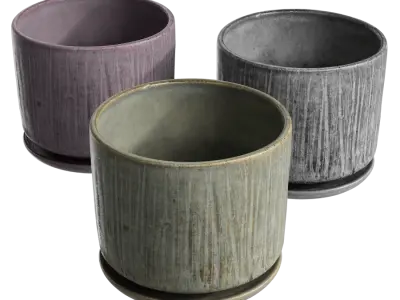  Carved Stoneware Planter and Saucer Models 