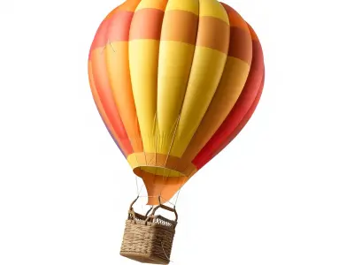 Rainbow Gradient Hot Air Balloon 3D Model Pack Low-poly 3D model