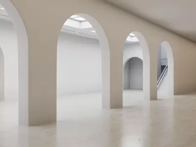 low poly interior space hall 18 3D model