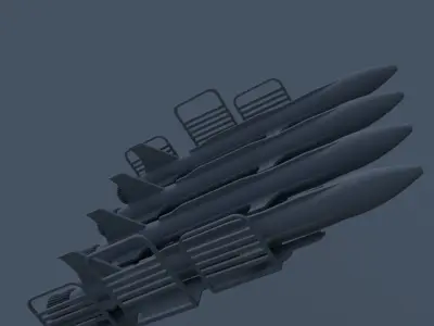  3 D Rocket system ground-air Low-poly 3D model
