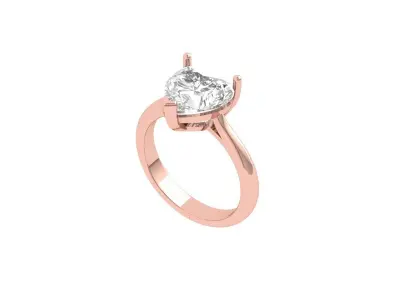 Solitaire Heart Ring 3D print model