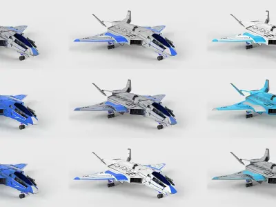 Spaceship Fighter Jet Airplane Sci-Fi Low-poly 3D model