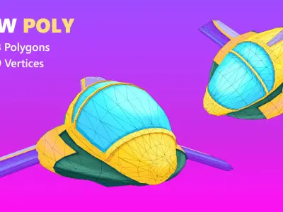 Jet Low Poly Cartoon  Low-poly 3D model