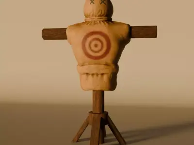 Realistic Wooden Training Dummy  Stylized Scarecrow Target Model Low-poly 3D model