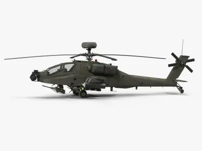 AH64E Apache Longbow Helicopter Green Rigged Low-poly 3D model