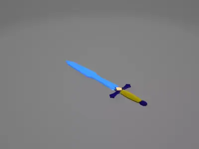 Blue 3D Sword Model for Simple Games 3D model