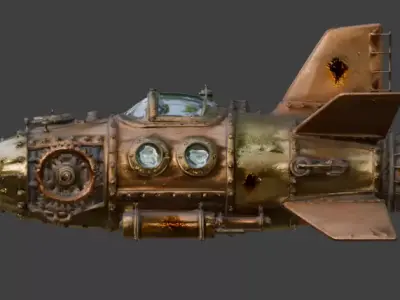 Realistic Steampunk Clockwork Rocket 3D Model Low-poly 3D model