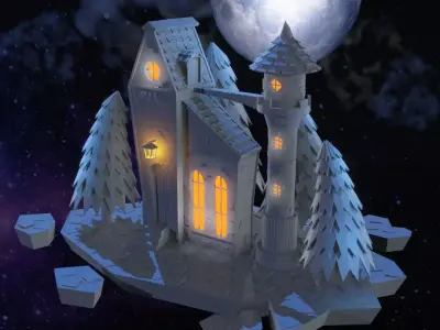Castle in moonlight 3D model