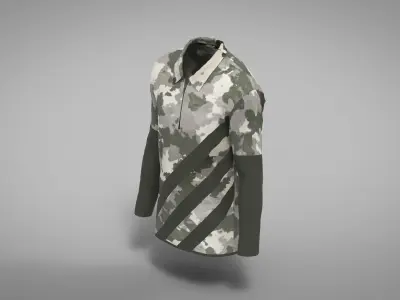 Military Outfit - T-shirt Low-poly 3D model 28