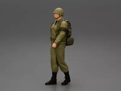 Soldier carrying a backpack 3D print model