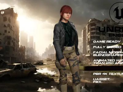 Zombie Hunter full rigged - game ready - animated Low-poly 3D model buy