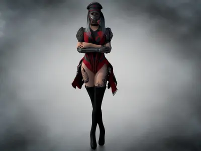 Soviet Cyberpunk Girl Low-poly 3D model