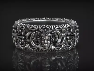 Medusa Gorgona Head Greek Antique Myth Ornamental Ring 3D print model