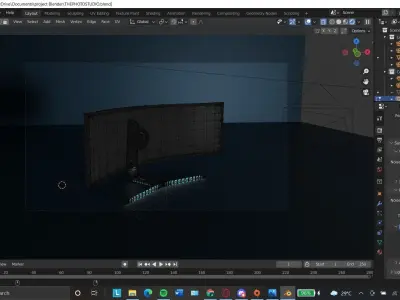 low poly Curved monitor Free 3D model