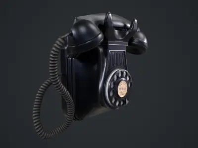 Old Dial Telephone Low-poly 3D model