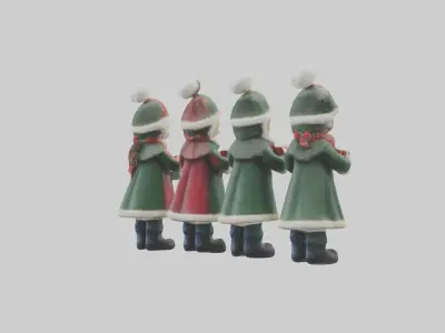 Christmas Carolers Figurine model Low-poly 3D model