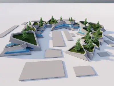 public park-Private Park Landscape 3D model 9