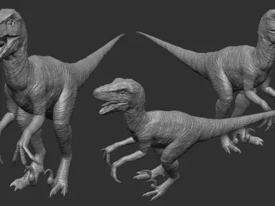 Blue Raptor - Velociraptor  Low-poly 3D model