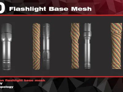 20 flashlight base mesh  Low-poly 3D model
