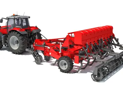Tractor with Seed Drill 3D model order