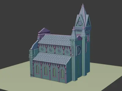 Medieval village-temple building 3D model
