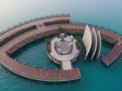 Eye Shaped Island Hangar Low-poly 3D model