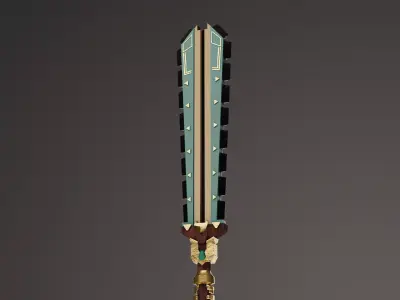 Aztec Macuahuitl Mallet Weapon Semi Realistic PBR Game Ready Low-poly 3D model