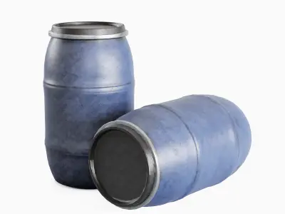 Dirty Plastic Barrel 01 Low-poly 3D model