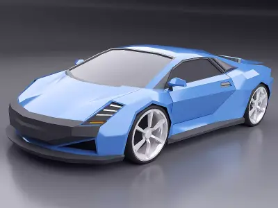 Lowpoly Ponteos concept car Low-poly 3D model