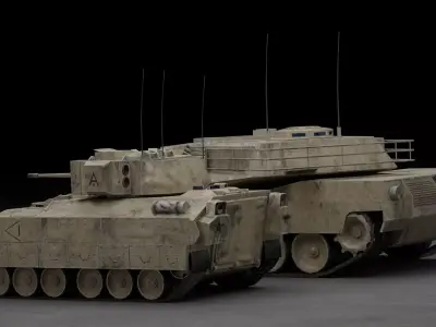 Low Poly Abrams and Bradley Game Ready Free low-poly 3D model