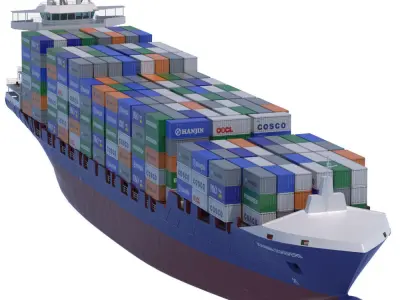 140 m Container Ship 3D model