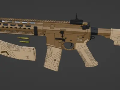 low-poly HK416A8 Free low-poly 3D model