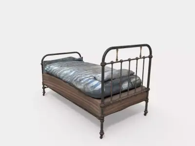 Old Worn Dirty Bed 3D model