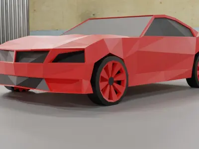 Lowpoly  red car model Free low-poly 3D model