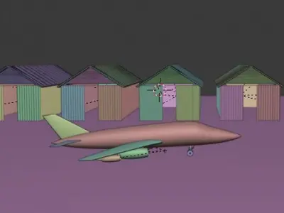 3d object airplane and hangar Low-poly 3D model