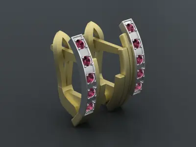 Earrings with track gems for CNC or 3D print model 3D print model