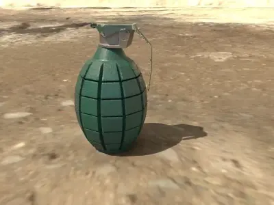 Grenade Low-poly 3D model with MAYA and SUBSTANCE PAINTER files Low-poly 3D model