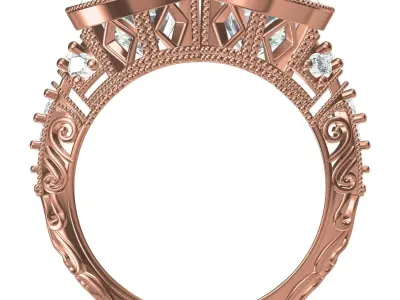 Antique Two Stone Art Deco Engagement Ring 3D print model