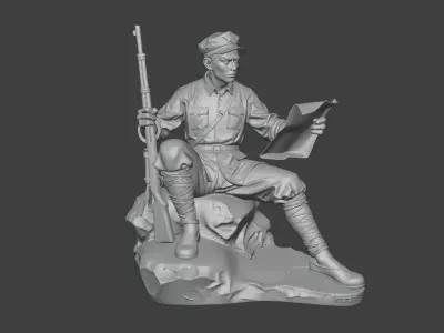 Military sculpture warrior military battle war hero soldier 3D print model 14
