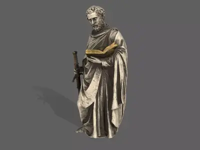 Old Man Statue Low-poly 3D model 5